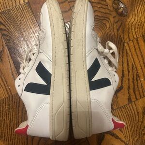 Veja White and Navy Sneakers with Red Accents